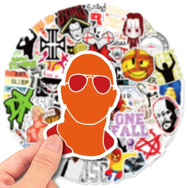 10/25/50Pcs Wrestling Sport Stickers Waterproof Cartoon DIY Decals